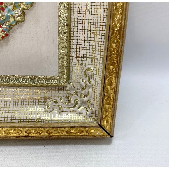 Vintage MCM Metalcraft 3D Picture Art Season Autumn Gold Pastel Woman Cupid Oak - Picture 6 of 14